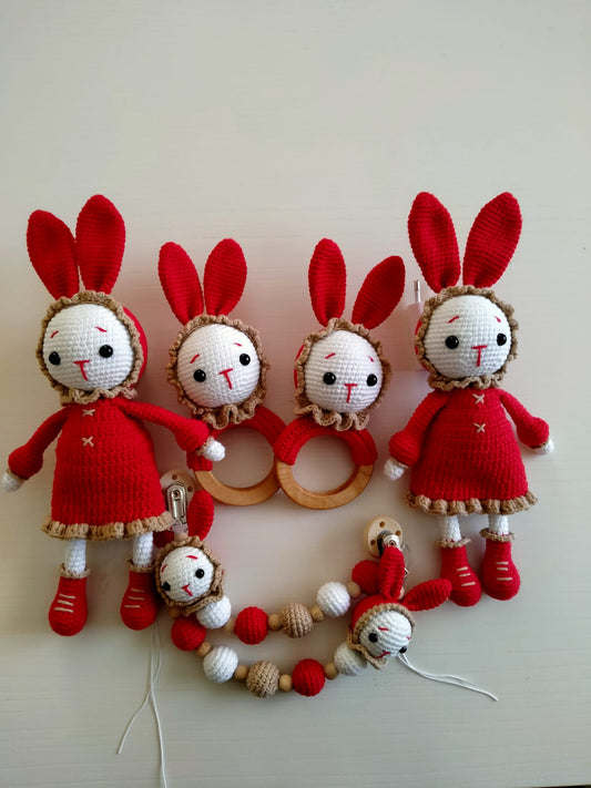 Amigurumi Baby Set Bunny Edition Red